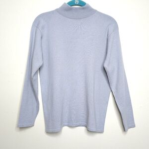 Vintage 80s Erez Levy Merino Wool Mock Neck Sweater Medium Periwinkle Blue
